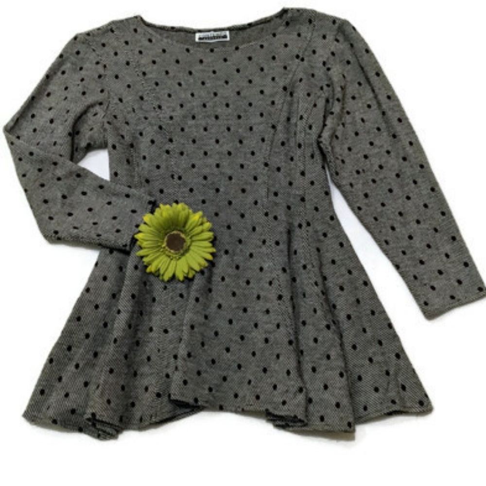 Contempo Casuals Gray Knit Polka Dot Tunic #337 - Picture 1 of 7